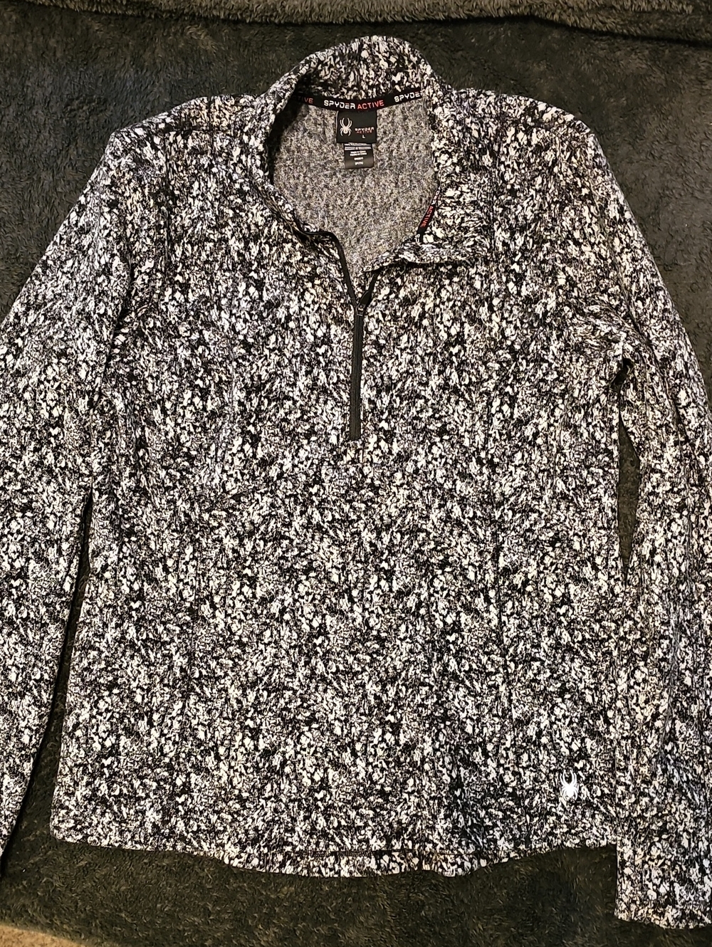Spyder Black and White Marled Zip-Up Sweater